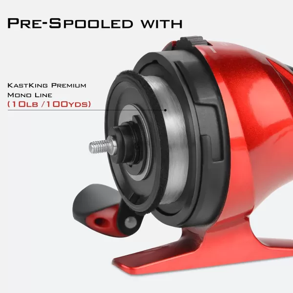 KastKing Cadet Spincast Fishing Reel TroubleFree PushButton Bait Casting Design 311 Gear Ratio Dual StainlessSteel PickupsLowProfile DesignPreSpooled with Monofilament LineB Model 20 Blazer Red