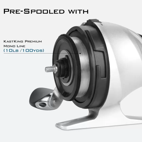 KastKing Cadet Spincast Fishing Reel TroubleFree PushButton Bait Casting Design 311 Gear Ratio Dual StainlessSteel PickupsLowProfile DesignPreSpooled with Monofilament LineA Model 20 Heron Blue