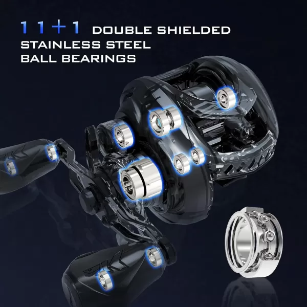 KastKing MegaJaws Elite Baitcasting Reels Patented AMB System Eliminating Backlashes Flipping Switch Function 64oz Aluminum Frame Fishing Reel with Carbon Fiber Side CoversBRightDark Galaxy721Flipping Switch