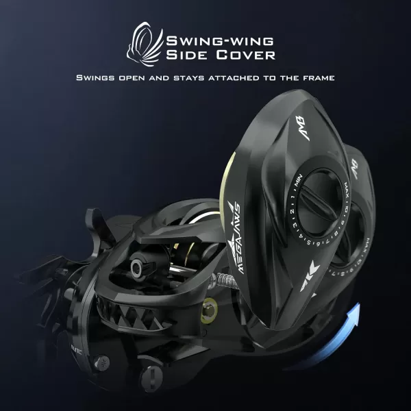 KastKing MegaJaws Elite Baitcasting Reels Patented AMB System Eliminating Backlashes Flipping Switch Function 64oz Aluminum Frame Fishing Reel with Carbon Fiber Side CoversBRightDark Galaxy721Flipping Switch