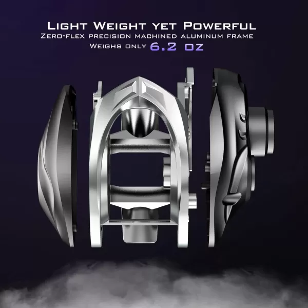 KastKing MegaJaws Elite Baitcasting Reels Patented AMB System Eliminating Backlashes Flipping Switch Function 64oz Aluminum Frame Fishing Reel with Carbon Fiber Side CoversALeftBlack Violet721No Flipping Switch