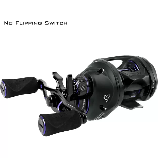 KastKing MegaJaws Elite Baitcasting Reels Patented AMB System Eliminating Backlashes Flipping Switch Function 64oz Aluminum Frame Fishing Reel with Carbon Fiber Side CoversARightBlack Violet721No Flipping Switch