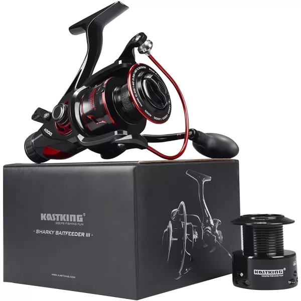 KastKing Sharky Baitfeeder III Spinning Reel 101 Shielded Stainless Steel BB  Carbon Fiber Drag for Live Liner Bait Fishing Action6000