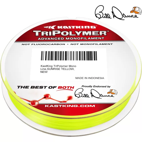 KastKing TriPolymer Advanced Monofilament Fishing Line Low Light Refraction Super Smooth Highly Abrasion Resistant Triple Cross Head Extrusion Process Fishing LineSUNRISE YELLOW