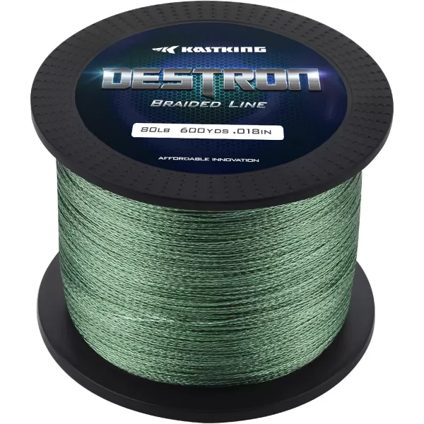 New KastKing Destron Braided Fishing Line Highly Abrasion Resistant Improved Knot Strength UltraThin Diameter Superline Zero Stretch amp Memory CFT Color Fast Technology 75 Thinner Than MonoMoss Green