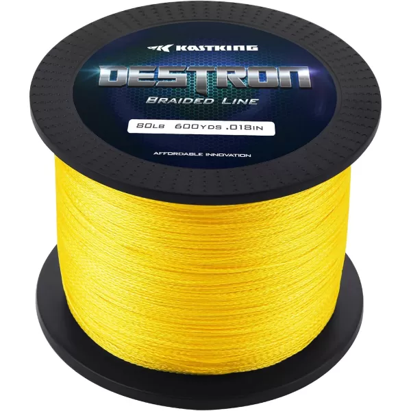 New KastKing Destron Braided Fishing Line Highly Abrasion Resistant Improved Knot Strength UltraThin Diameter Superline Zero Stretch amp Memory CFT Color Fast Technology 75 Thinner Than MonoHivis Yellow