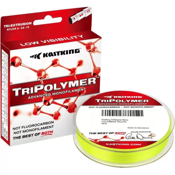 KastKing TriPolymer Advanced Monofilament Fishing Line Low Light Refraction Super Smooth Highly Abrasion Resistant Triple Cross Head Extrusion Process Fishing LineSUNRISE YELLOW