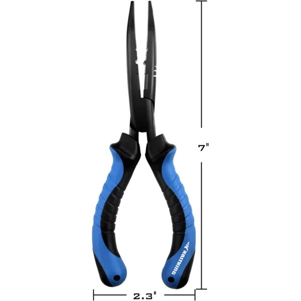 KastKing Intimidator Fishing Pliers Corrosion Resistant Polymer Coated Fishing Tools Tungsten Carbide Cutters Saltwater Resistant Fishing GearE7 Bent Nose