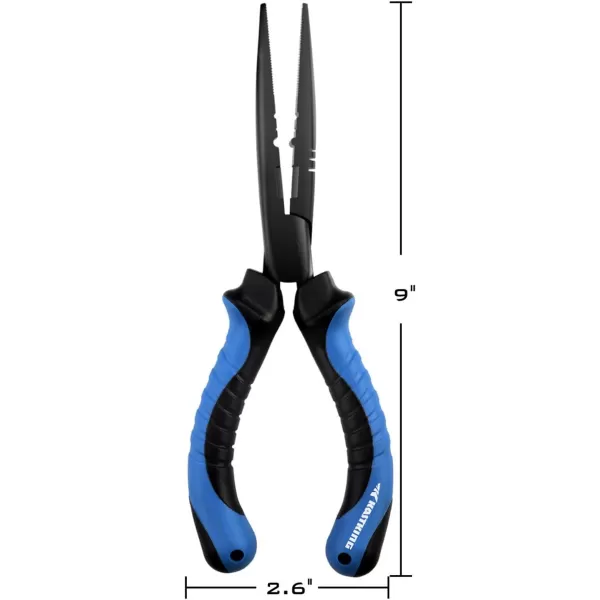 KastKing Intimidator Fishing Pliers Corrosion Resistant Polymer Coated Fishing Tools Tungsten Carbide Cutters Saltwater Resistant Fishing GearF9 Straight Nose