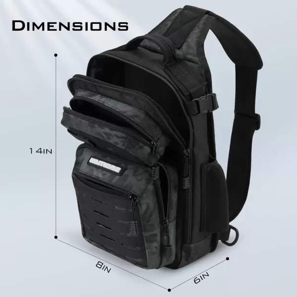 KastKing BlowBak Tactical Fishing Sling Tackle Storage Bag  Lightweight Sling Fishing Backpack  Sling Tool Bag for Fishing Hiking Hunting CampingBBlack CamoStandard8363145