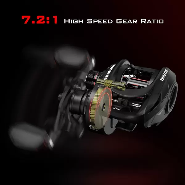 KastKing Brutus Baitcasting Fishing Reel Graphite Frame 721 Gear Ratio 51 Shielded StainlessSteel Ball Bearings10 Button Magnetic Braking System 176LB Carbon Fiber Drag Aluminum HandleLeft Handed721