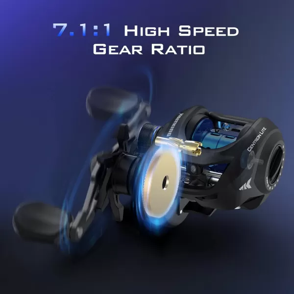 KastKing Centron Lite Baitcasting Reel  Lightweight Glass Fiber Infused Nylon Frame  76 OZ  5  1 AntiReverse Ball Bearings 711 HighSpeed Gear Ratio Fishing Reel with Compact DesignBBlackRight711