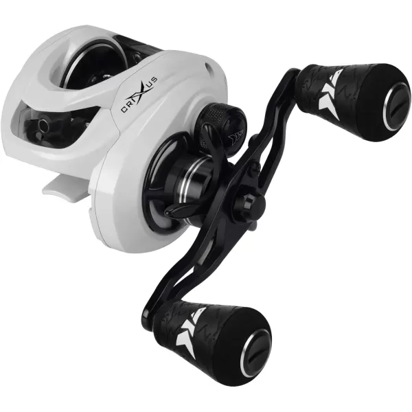 KastKing Crixus Baitcasting Reels 651721 Gear Ratio Fishing Reels 176lbs Carbon Disc Drag Super Polymer GripsCarbon Infused Nylon Frame8pc Magnetic Brake Low Profile ReelA Glacier WhiteLeft651