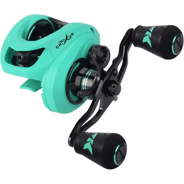 KastKing Crixus Baitcasting Reels 651721 Gear Ratio Fishing Reels 176lbs Carbon Disc Drag Super Polymer GripsCarbon Infused Nylon Frame8pc Magnetic Brake Low Profile ReelB Sea SprayLeft651