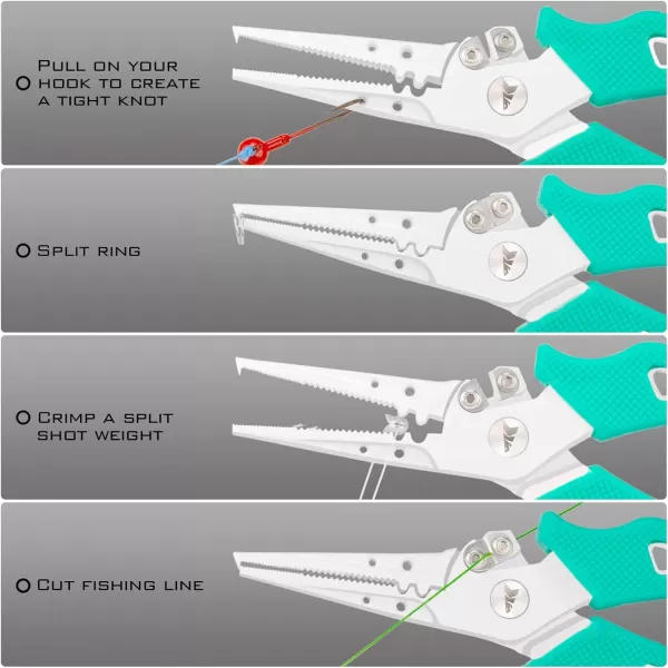 KastKing Cutthroat 7 inch Fishing Pliers 420 Stainless Steel Fishing Tools Saltwater Resistant Fishing Gear Tungsten Carbide Cutters 7 Split Ring Nose OrangeC 7 Split Ring Nose  Seafoam