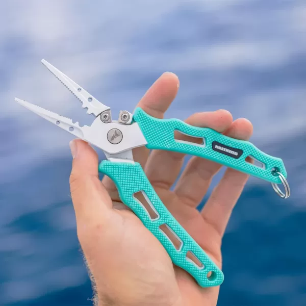 KastKing Cutthroat 7 inch Fishing Pliers 420 Stainless Steel Fishing Tools Saltwater Resistant Fishing Gear Tungsten Carbide Cutters 7 Split Ring Nose OrangeF 7 Straight Nose  Seafoam