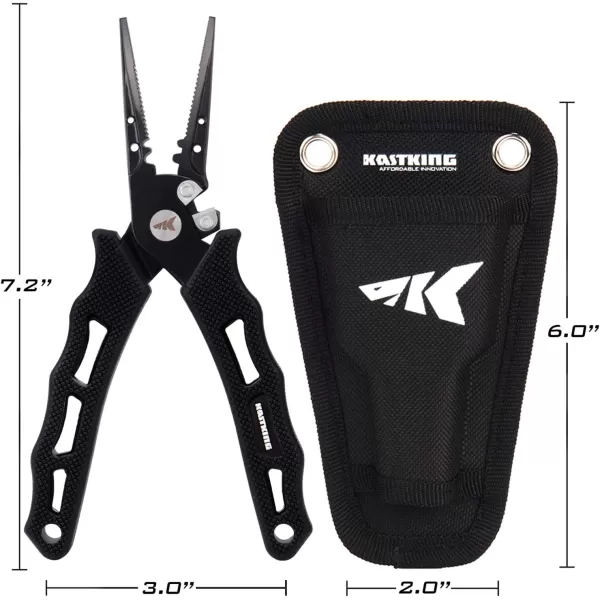 KastKing Cutthroat 7 inch Fishing Pliers 420 Stainless Steel Fishing Tools Saltwater Resistant Fishing Gear Tungsten Carbide Cutters 7 Split Ring Nose OrangeE 7 Straight Nose  Black