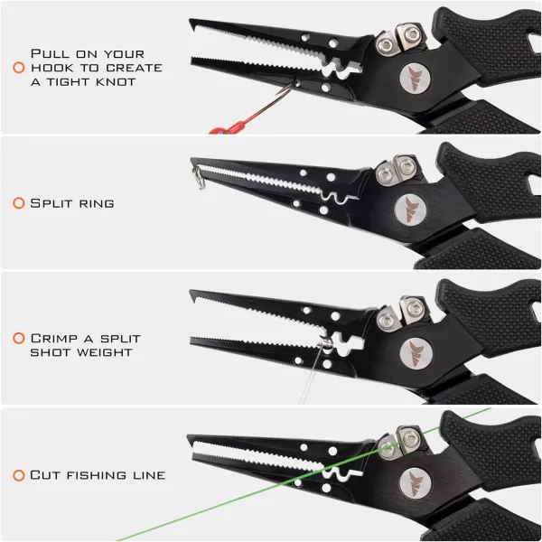 KastKing Cutthroat 7 inch Fishing Pliers 420 Stainless Steel Fishing Tools Saltwater Resistant Fishing Gear Tungsten Carbide Cutters 7 Split Ring Nose OrangeB 7 Split Ring Nose  Black