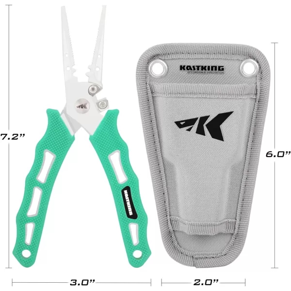 KastKing Cutthroat 7 inch Fishing Pliers 420 Stainless Steel Fishing Tools Saltwater Resistant Fishing Gear Tungsten Carbide Cutters 7 Split Ring Nose OrangeF 7 Straight Nose  Seafoam