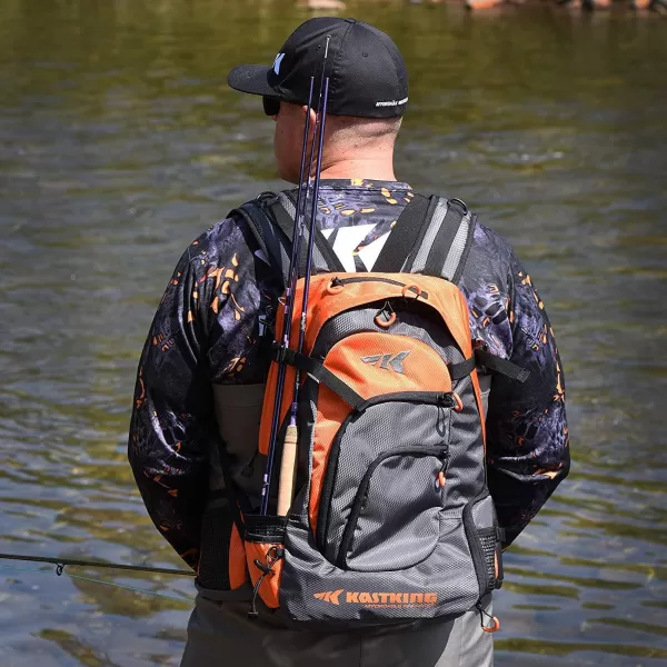 KastKing Day Tripper Fishing Backpack Tackle Bags Fishing Gear Bag Large Waterproof Fishing Tackle Storage Bags Orange ExtraLarge2125x134x925 Inches Without BoxA Extralarge Backpack 2125x134x925 Without Box