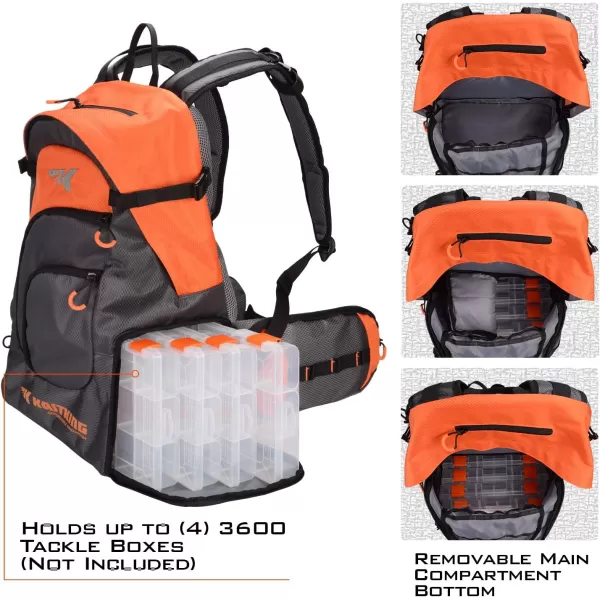 KastKing Day Tripper Fishing Backpack Tackle Bags Fishing Gear Bag Large Waterproof Fishing Tackle Storage Bags Orange ExtraLarge2125x134x925 Inches Without BoxA Extralarge Backpack 2125x134x925 Without Box