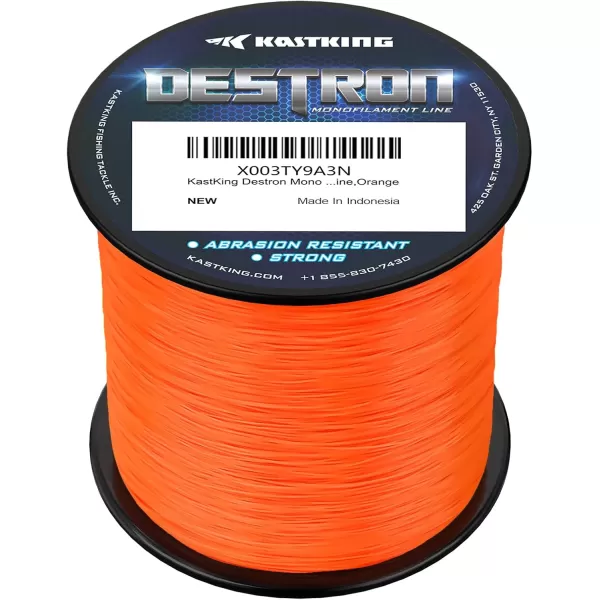 KastKing Destron Monofilament Fishing Line  LB Filler Spools Mono Line High Abrasion Resistance Lower Light Refraction Lower Memory Extruded Nylon Monofilament Line for Freshwater ampamp SaltwaterE Orange