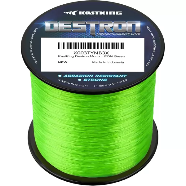 KastKing Destron Monofilament Fishing Line  LB Filler Spools Mono Line High Abrasion Resistance Lower Light Refraction Lower Memory Extruded Nylon Monofilament Line for Freshwater ampamp SaltwaterB Neon Green