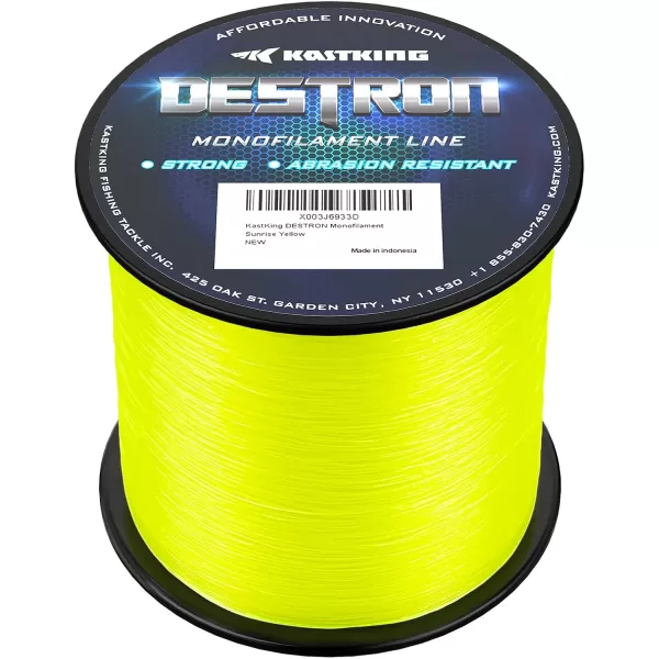 KastKing Destron Monofilament Fishing Line  LB Filler Spools Mono Line High Abrasion Resistance Lower Light Refraction Lower Memory Extruded Nylon Monofilament Line for Freshwater ampamp SaltwaterD Sunrise Yellow