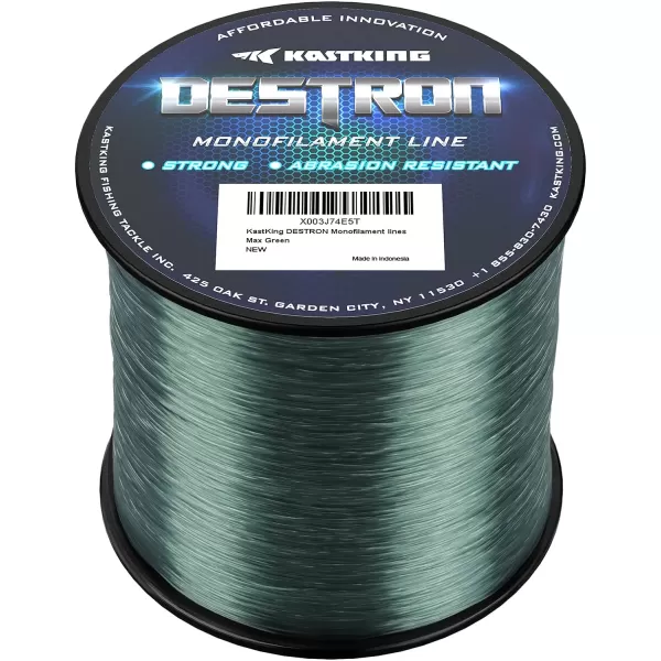 KastKing Destron Monofilament Fishing Line  LB Filler spools High Abrasion Resistance Lower Light Refraction Lower Memory Extruded Nylon Monofilament Line for Fresh and Salt WaterMAX GREEN