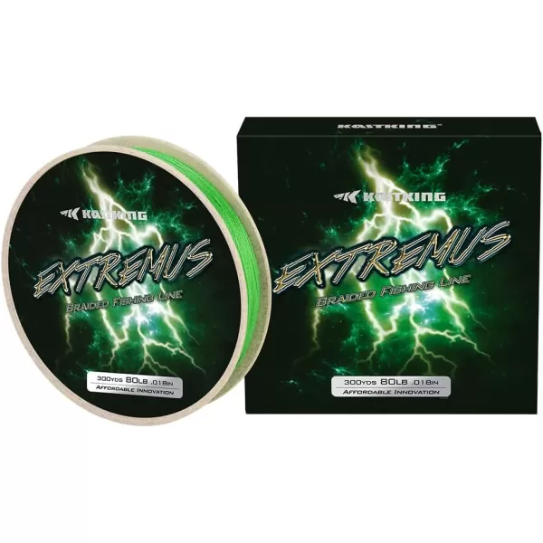 KastKing Extremus Braided Fishing Line Highly Abrasion Resistant 4Strand Braided Lines Thin Diameter Zero Stretch Zero Memory Easy Casting Great Knot Strength Color FastGrass Green