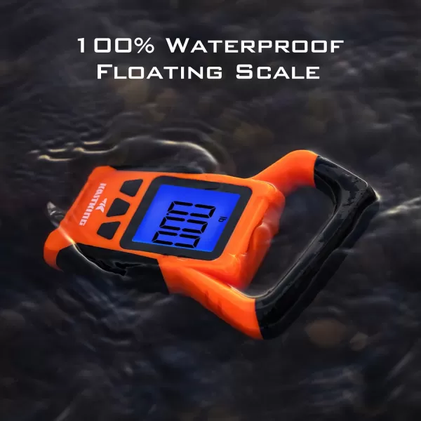 KastKing Fish Scale WideView Floating Waterproof Digital Scale 25 Large LCD Display 110lb Capacity MultiMode PoundOunces amp Kilograms Stores up to 9 Weights Fishing Gifts for MenA Orange