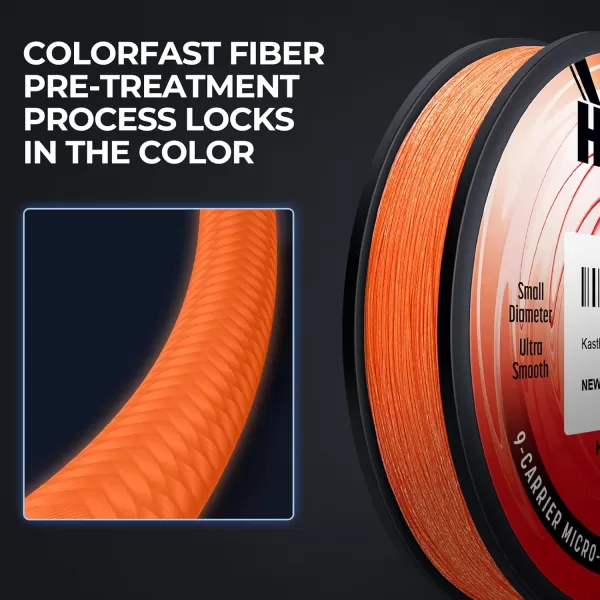 KastKing Hammer Alpha 9 UHMWPE Braided Fishing Line  Made in The USA Strong and Smooth Round 9Carrier Colorfast Braided Fishing Line Perfect for Most Fishing Reel and Finesse ApplicationsORANGE