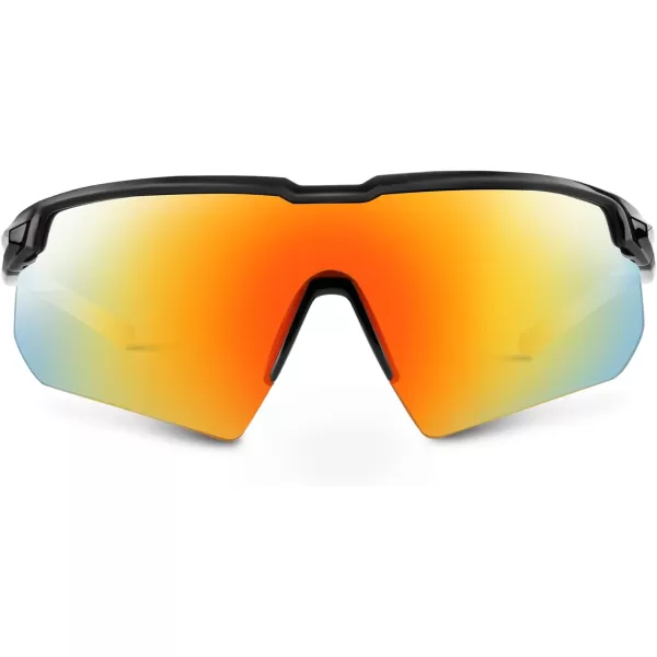 KastKing Hillsboro Polarized Sport Sunglasses for Men and Women Ideal for Baseball Cycling Running Biking UV protectionFrame Black  Lens Orange Revo