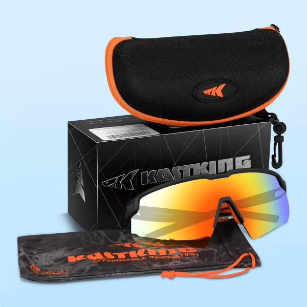 KastKing Hillsboro Polarized Sport Sunglasses for Men and Women Ideal for Baseball Cycling Running Biking UV protectionFrame Double Matt Metalic Blue  Lens Brown  Orange Revo