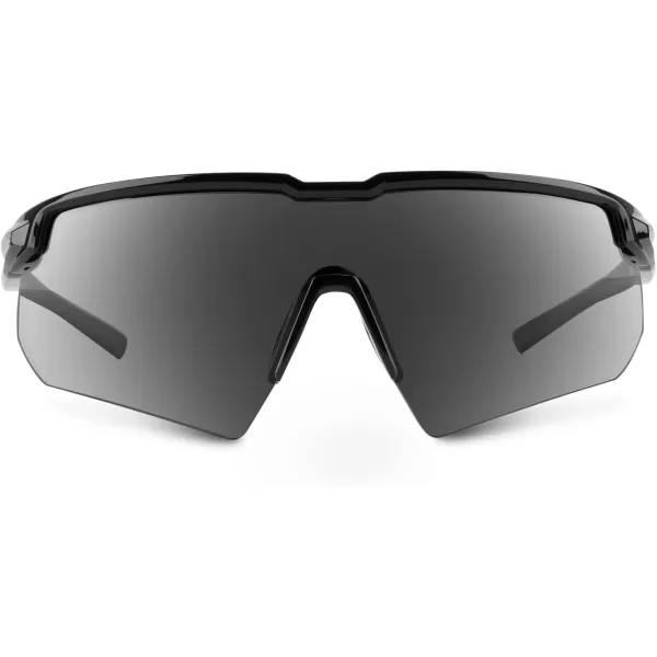 KastKing Hillsboro Polarized Sport Sunglasses for Men and Women Ideal for Baseball Cycling Running Biking UV protectionFrame Gloss Black  Lenssmoke