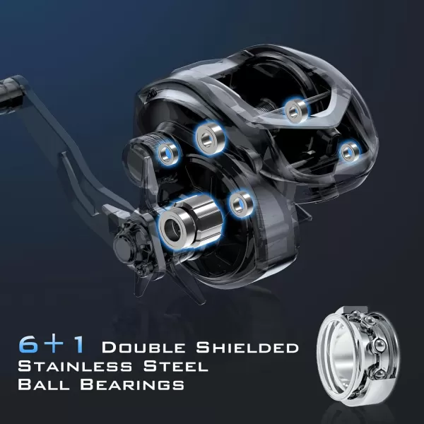 KastKing Kapstan Elite 300 Baitcasting Fishing Reel Low Profile Large Capacity Casting Reel Graphite Frame 35 lbs Drag 541 Ratio 8161 Double ShieldedSS BB Centrifugal BrakingLeft Hand  Powerful Handle