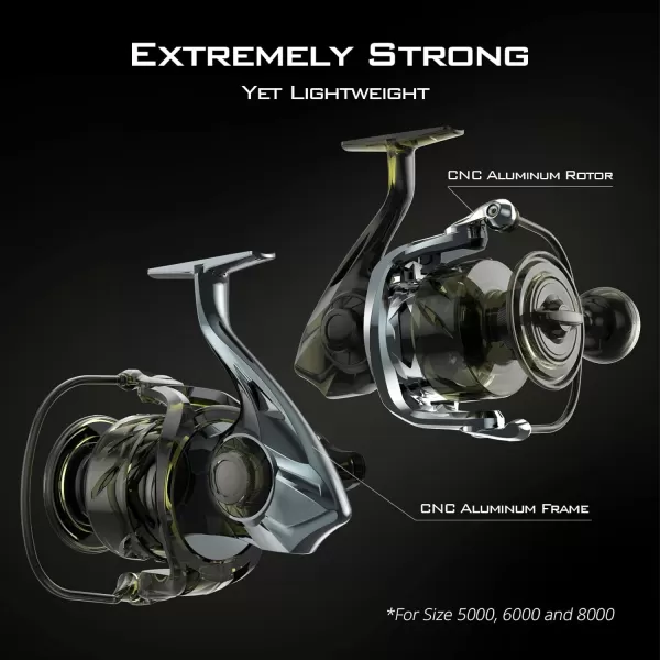 KastKing Kapstan Elite Saltwater Spinning Reel  IPX6 100 Waterproof  Up to 55LBs Max Drag Big Game Fishing Reel  CNC Aluminum Body  Power Handle 611 CorrosionResistance Bearing SystemAGun MetalIPX6