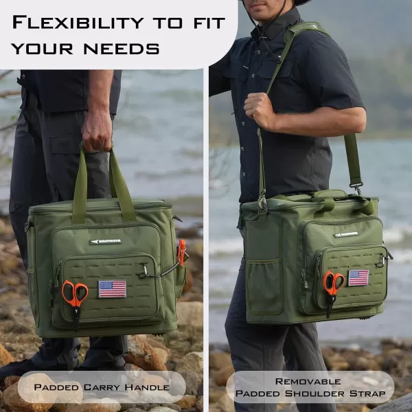 KastKing Karryall Fishing Tackle Bags  Fishing Bags for Saltwater or Freshwater Fishing  Water Resistant Material  Padded Shoulder Strap  Fishing Gear StorageLarge GreenLarge