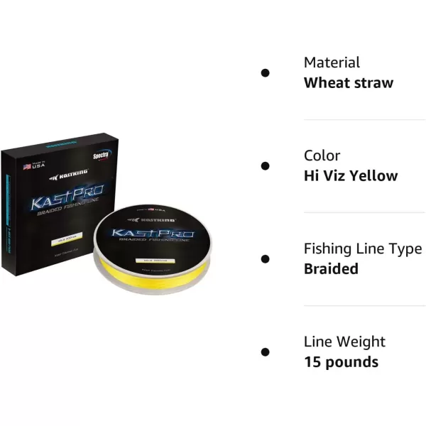 KastKing KastPro Braided Fishing Line  Spectra Super Line  Made in The USA  Zero Stretch Braid  Thin Diameter  Aggressive Weave  Incredible Abrasion ResistanceHi Viz Yellow