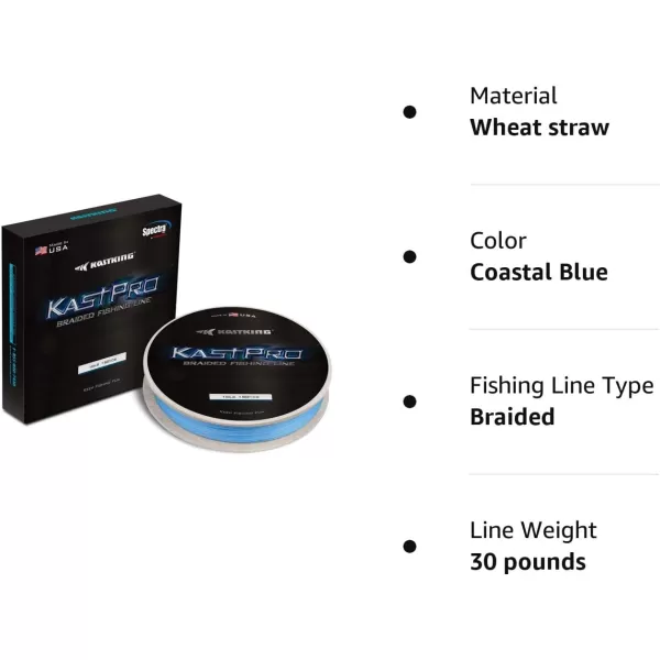 KastKing KastPro Braided Fishing Line  Spectra Super Line  Made in The USA  Zero Stretch Braid  Thin Diameter  Aggressive Weave  Incredible Abrasion ResistanceCoastal Blue