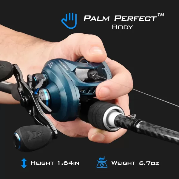 KastKing MegaJaws Baitcasting Fishing Reel New AutoMag Dual Braking System Baitcaster Fishing Reel Only 67oz 1764 LBs Carbon Fiber Drag 111 Shielded BB High Speed 541 to 911 Gear RatiosCRight HandedPelagic Blue651