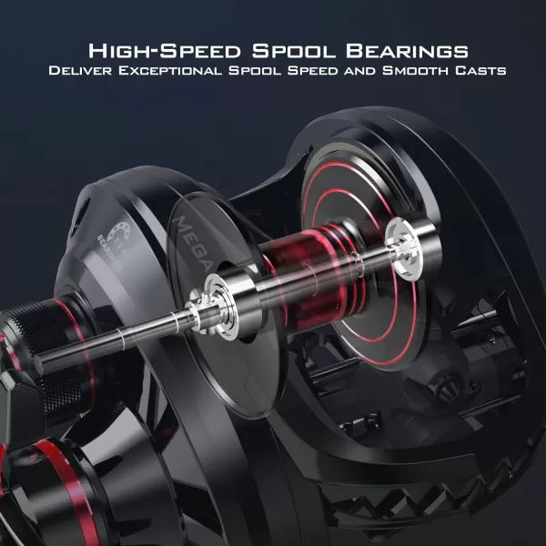 KastKing MegaJaws Baitcasting Fishing Reel New AutoMag Dual Braking System Baitcaster Fishing Reel Only 67oz 1764 LBs Carbon Fiber Drag 111 Shielded BB High Speed 541 to 911 Gear RatiosALeft HandedBlacktip721