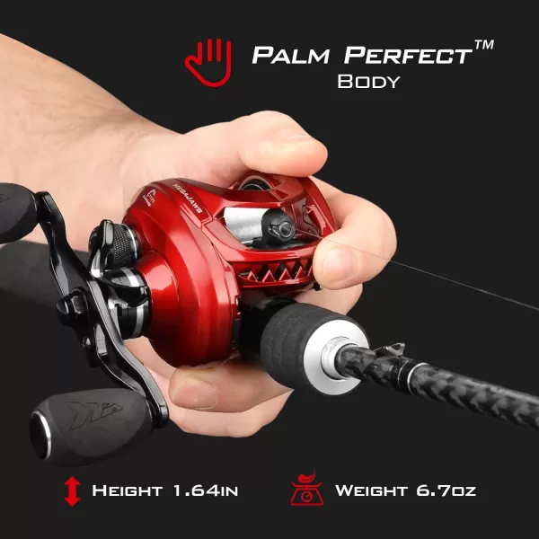 KastKing MegaJaws Baitcasting Fishing Reel New AutoMag Dual Braking System Baitcaster Fishing Reel Only 67oz 1764 LBs Carbon Fiber Drag 111 Shielded BB High Speed 541 to 911 Gear RatiosBRight HandedPredator Red911