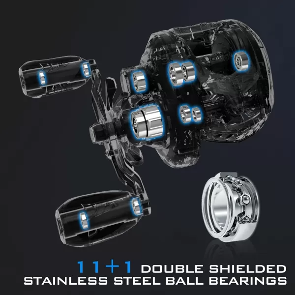 KastKing MegaJaws Baitcasting Fishing Reel New AutoMag Dual Braking System Baitcaster Fishing Reel Only 67oz 1764 LBs Carbon Fiber Drag 111 Shielded BB High Speed 541 to 911 Gear RatiosCLeft HandedPelagic Blue651