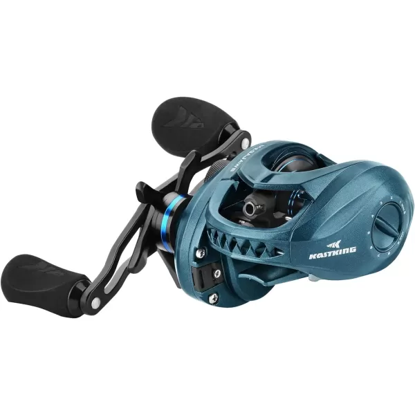 KastKing MegaJaws Baitcasting Fishing Reel New AutoMag Dual Braking System Baitcaster Fishing Reel Only 67oz 1764 LBs Carbon Fiber Drag 111 Shielded BB High Speed 541 to 911 Gear RatiosCRight HandedPelagic Blue651