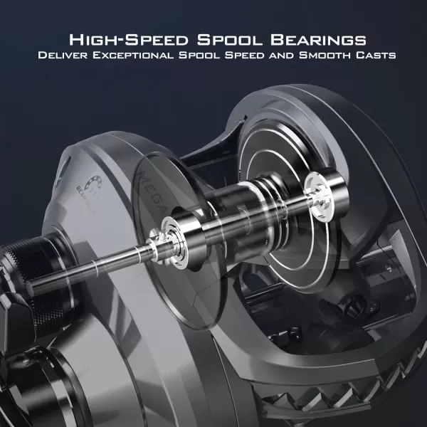 KastKing MegaJaws Baitcasting Fishing Reel New AutoMag Dual Braking System Baitcaster Fishing Reel Only 67oz 1764 LBs Carbon Fiber Drag 111 Shielded BB High Speed 541 to 911 Gear RatiosDLeft HandedGreat White541