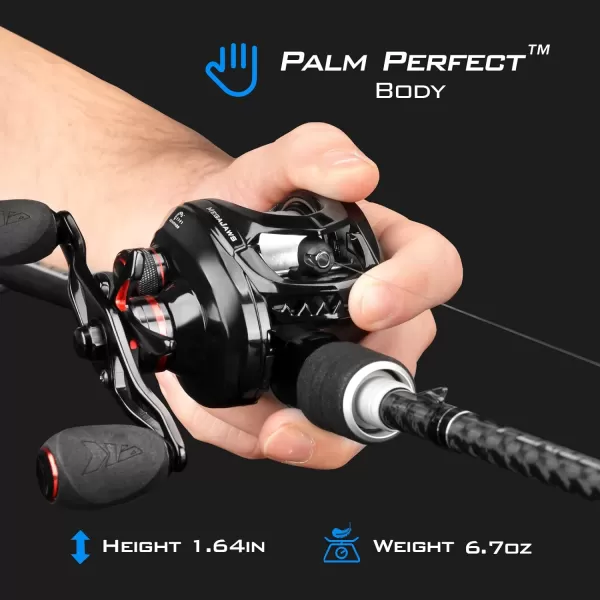 KastKing MegaJaws Baitcasting Fishing Reel New AutoMag Dual Braking System Baitcaster Fishing Reel Only 67oz 1764 LBs Carbon Fiber Drag 111 Shielded BB High Speed 541 to 911 Gear RatiosARight HandedBlacktip721