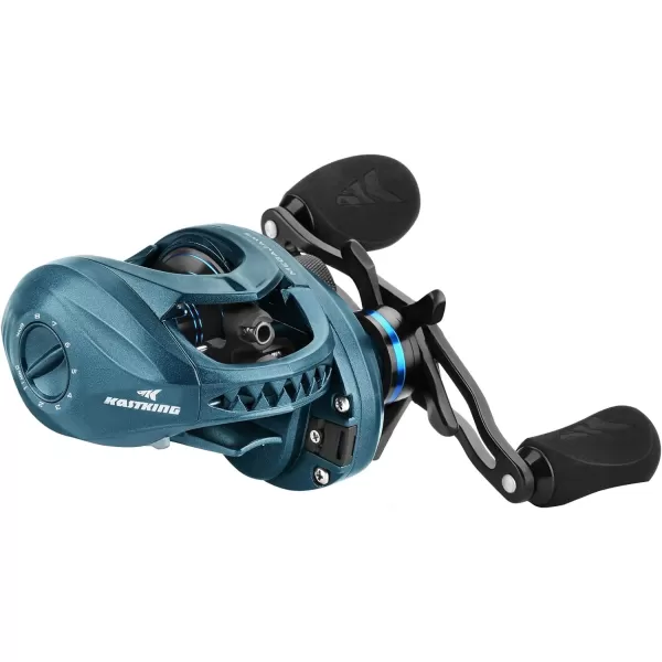 KastKing MegaJaws Baitcasting Fishing Reel New AutoMag Dual Braking System Baitcaster Fishing Reel Only 67oz 1764 LBs Carbon Fiber Drag 111 Shielded BB High Speed 541 to 911 Gear RatiosCLeft HandedPelagic Blue651