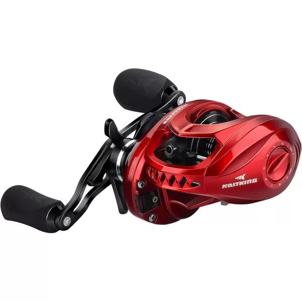 KastKing MegaJaws Baitcasting Fishing Reel New AutoMag Dual Braking System Baitcaster Fishing Reel Only 67oz 1764 LBs Carbon Fiber Drag 111 Shielded BB High Speed 541 to 911 Gear RatiosBRight HandedPredator Red911