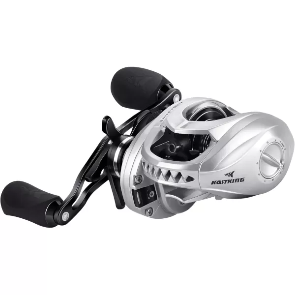 KastKing MegaJaws Baitcasting Fishing Reel New AutoMag Dual Braking System Baitcaster Fishing Reel Only 67oz 1764 LBs Carbon Fiber Drag 111 Shielded BB High Speed 541 to 911 Gear RatiosDRight HandedGreat White541